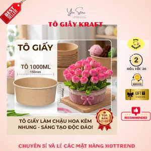 Sỉ 50 Tô Giấy Làm Chậu Hoa Kẽm Nhung- Chất Liệu Giấy Cứng, Nhiều Kích Thước, Phụ Kiện Hoa Trang Trí